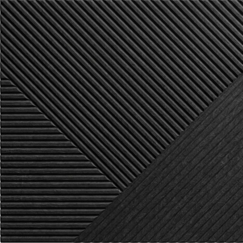Wonear 3D UV-çaplı Yivli PET Kömür Qara Panel Wonear 3D UV-çaplı Yivli PET Kömür Qara Panel
